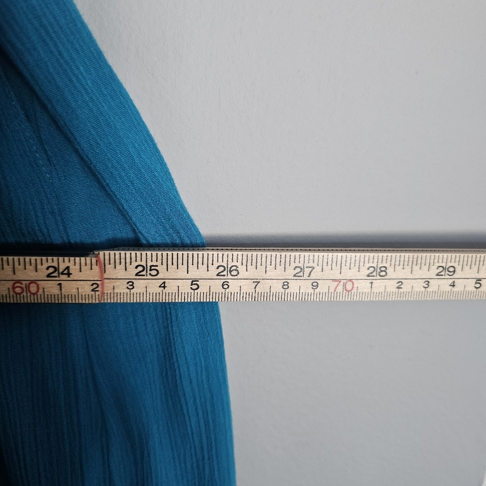 Vintage Gauze Midi Skirt Tagged 20W Fits 2X Turquoise Blue Pockets USA Made - Picture 8 of 12
